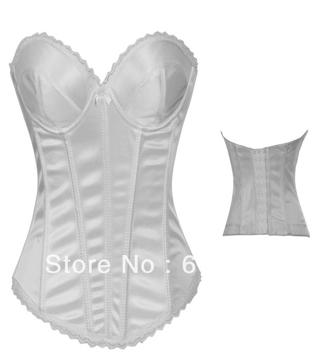 White/Black  boned  hook eye on back cotton corset bustier with padded cup underwear  factory supplier S-2XL