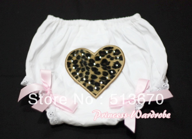 White Bloomers & Leopard Print Heart & Light Pink Bows MALD02