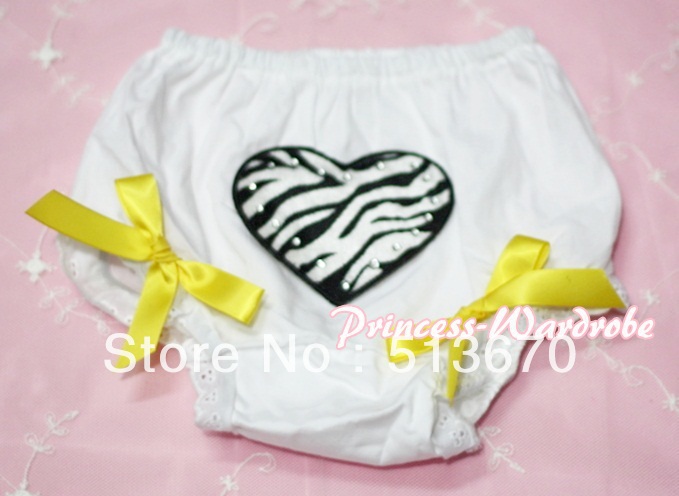 White Bloomers & Zebra Heart Print & Yellow Bows MABL21