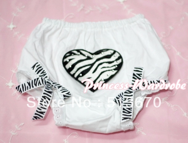 White Bloomers & Zebra Heart Print & Zebra Bows MABL35