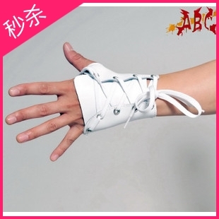 White gloves p 104 - 404 semi-finger short design gloves genuine leather hip-hop gloves