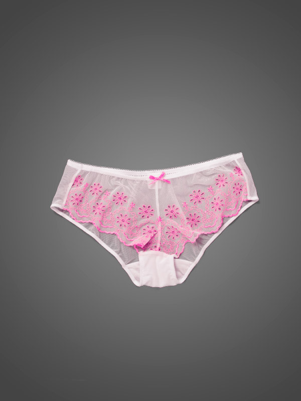 White Lace Pink embroidery sexy Lady briefs