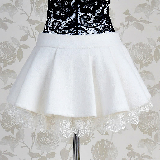 White paillette lace decoration pleated skirt low-waist lantern shorts winter legging