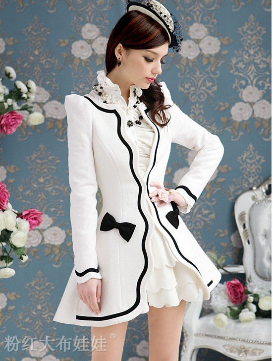 White petals yellowed lace Slim spring sleeved women's jacket