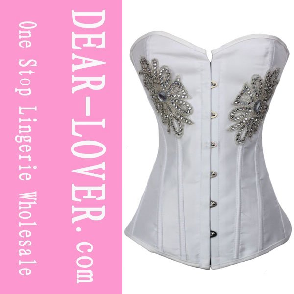 White Rhinestones Outerwear Corset Tops LC5253 Cheaper price Drop Shipping