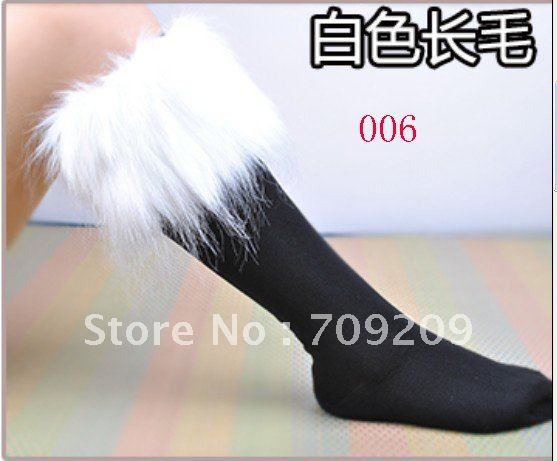 white Sexy Fur socks classic long-haired fur roll up hem snow autumn winter sock