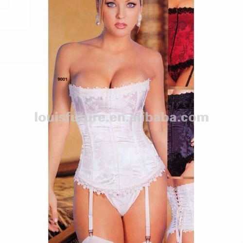 White Spandex / Polyster Sexy Lingerie Corset Discount Club Bodysuits For Women CS0035