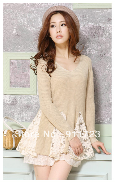 Wholesal Brand New 2012 Spring New Arrival Womens Plus Size Slim Fit Batwing Sleeve Knitting Pullover For Women Free Shipping