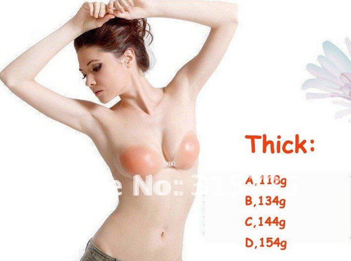 Wholesale 100Pcs/lot High quality Thick Nude bra,Silicone Breasts Push Up,invisible,Freebra fashion.Free Shipping Via DHL