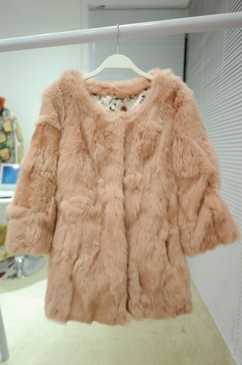 Wholesale 2012 winter european version of the women's pure rabbit fur luxury 7 fur coat medium-long rabbit fur overcoat