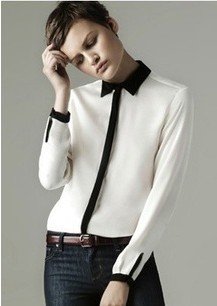 Wholesale 2012 Women's Casual Tops Blouse Lady Small Color Button-front See-through sexy Long Sleeve Chiffon Shirt free shipping