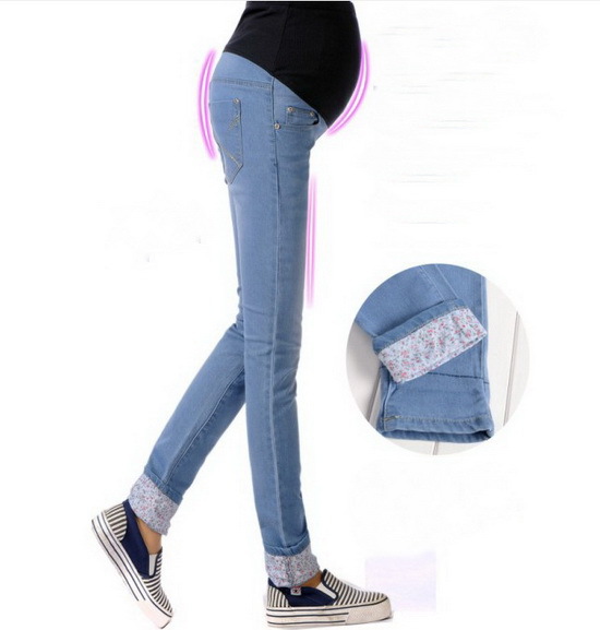 Wholesale -- 2013 NEW Spring Fashion Petals Denim Maternity jeans Pregnant women Jeans Casual Maternity  abdominal pants #YZ080