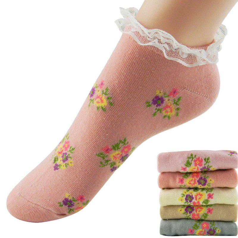 Wholesale 20pairs/lot 100% Cotton Lace Ankle Socks Women Free Shipping