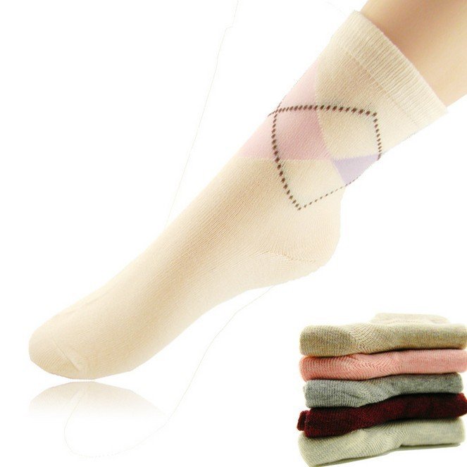 Wholesale 20pairs/lot Cotton Plaid Long Socks Women Free Shipping