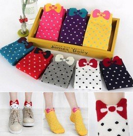 Wholesale 20pairs/lot New Arrival Mix Cotton Cute Dot Color Socks Women Free Shipping