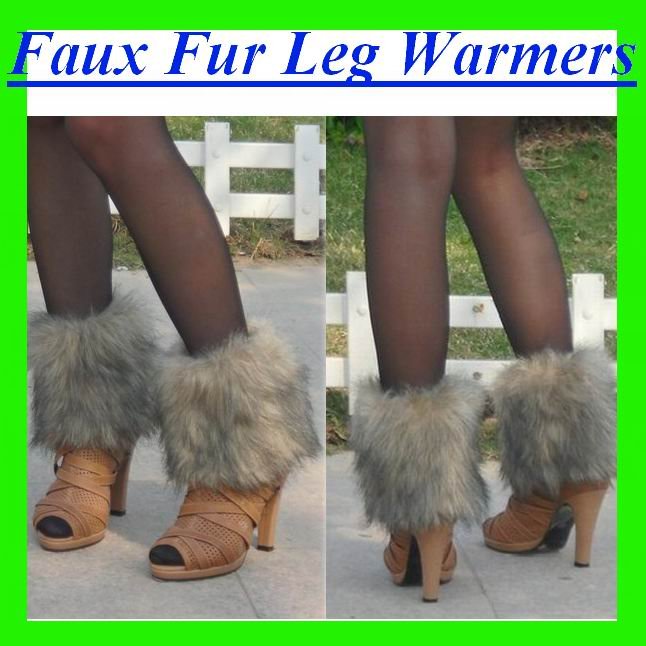 Wholesale 20pcs/lot Faux Bin Wolf Fur Leg Warmers Socks For Ladies/Women Boot  By EMS