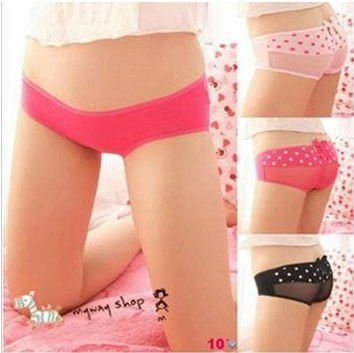 Wholesale 20pcs/lot,Sexy Dot Bow lace panties, underwear women,panties,freeshipping