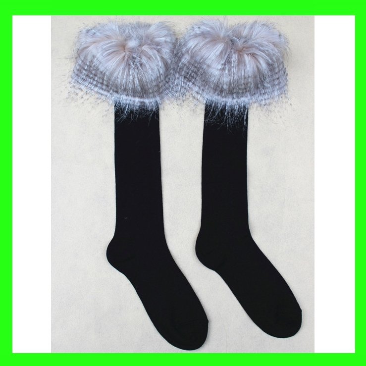 Wholesale 30pair/Lot Cotton Long Socks Faux Fur Cover Boot Shoes Fur Socks In Winter For Christmas Gifts