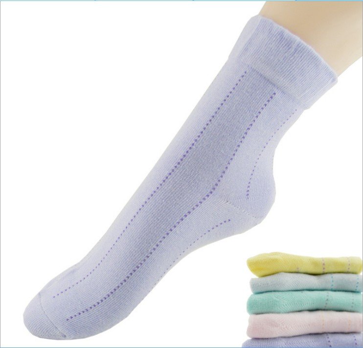 Wholesale 30pairs/lot 100% Cotton Soild Color Striped Socks Women Free Shipping