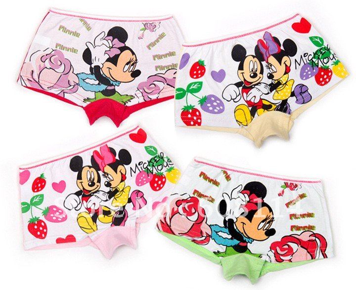 Wholesale( 48 pcs/lot), Cartoon Mickey Mouse Girls Cotton Panties/Children Underwear/ Children Garment/Babies Briefs