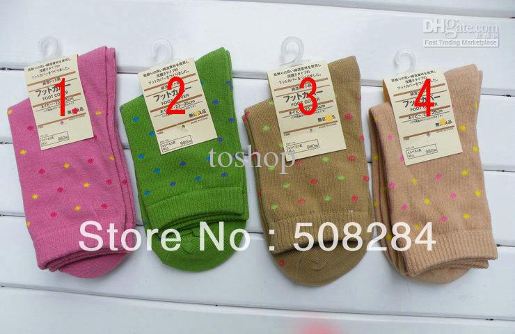 Wholesale - 50% off real whole cotton socks little point style many color for female 24pairs/lots free delivery