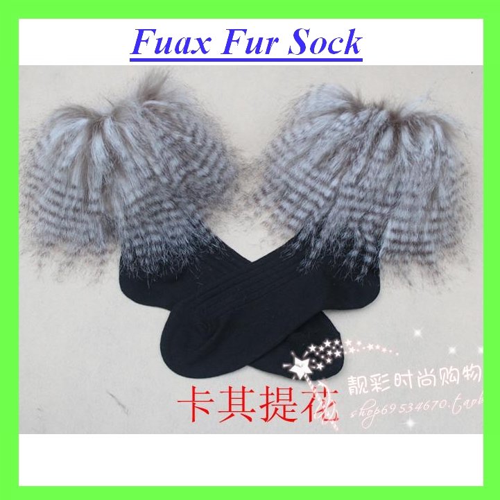 Wholesale 50pair/Lot L=15cm Winter Cotton Socks Faux Fur Cover Boot Shoes Fur Socks For Christmas Gifts