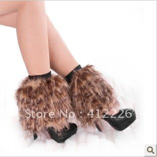 Wholesale 5pc/lot fashion Winter 20CM length Faux Fur Leg Warmer Boots Cover /  female shoes furry Leg Warmers 20 Color