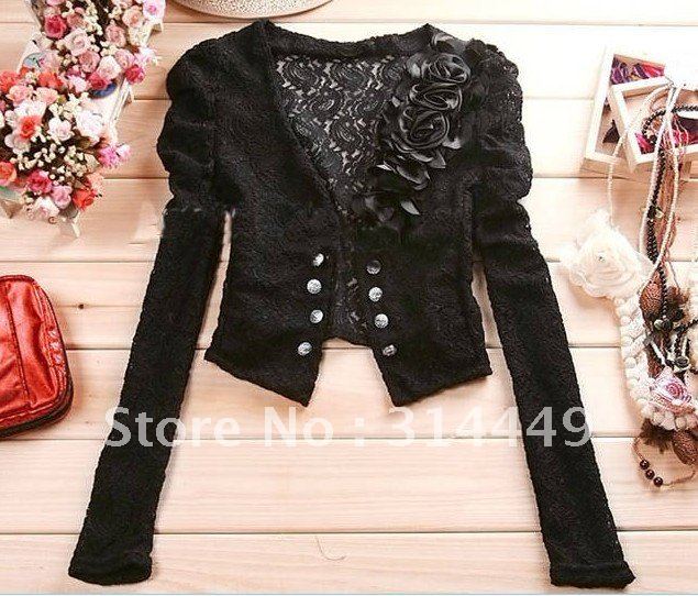 Wholesale and retail Korean version of the 2012 spring and summer Slim lace hollow thin long-sleeved cardigan jacket woman