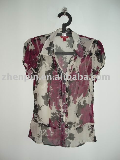 Wholesale And Retail LT13 100% Silk Printed Blouse Fashion Blouse OEM Inventory