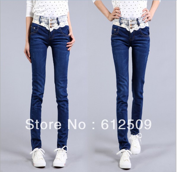 wholesale and retail   slim  little bottom fashion lady's  jeans 3358