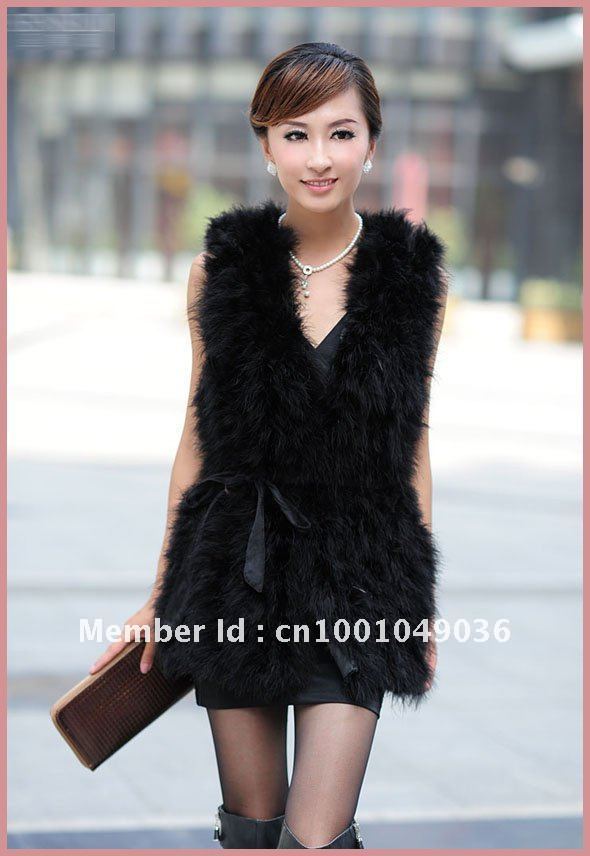 wholesale and retail Turkey Feather coat  Genuine feather Vest -Long Vest/women warm in winter/4  colors EMS Free Shipping