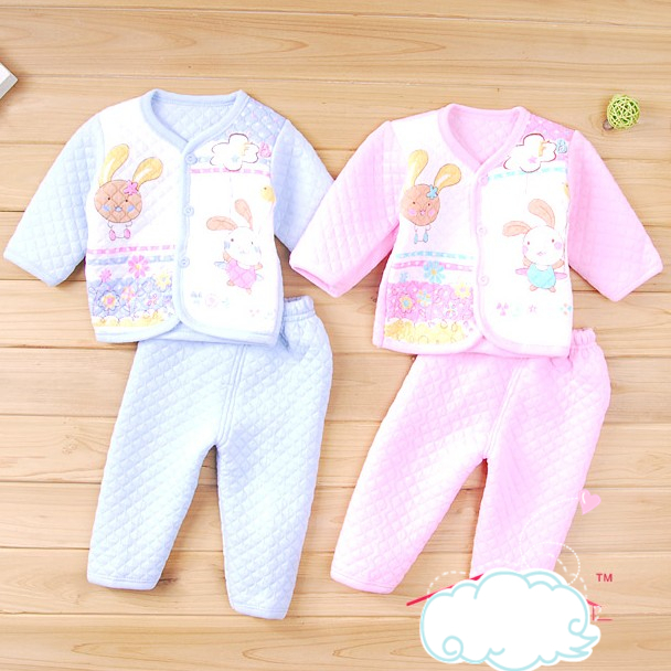 Wholesale Autumn and winter air cotton print button newborn thermal underwear twinset ploughboys thermal underwear set e41