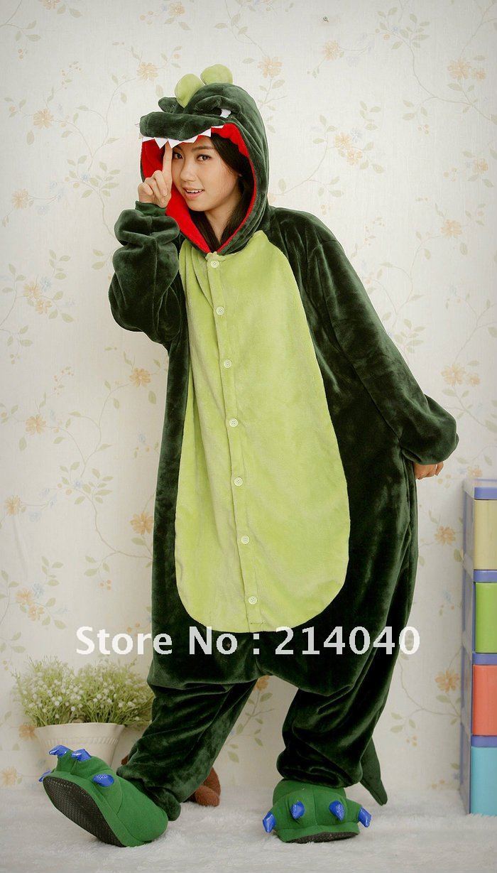 Wholesale Big Discount Dinosaur Kigurumi Animal Costume Pajamas Adult Cosplay Sleepwear