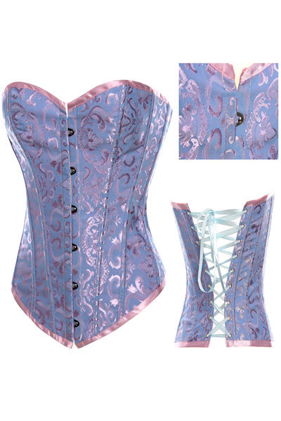 Wholesale! Blue White Floral Embroidered Overbust open sex photo corset LB4343  pink strapless bustiers