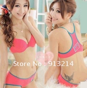 wholesale- Candy colors Bra & Brief Sets sports sexy ,push up up ,multicolour free shipping with a gift