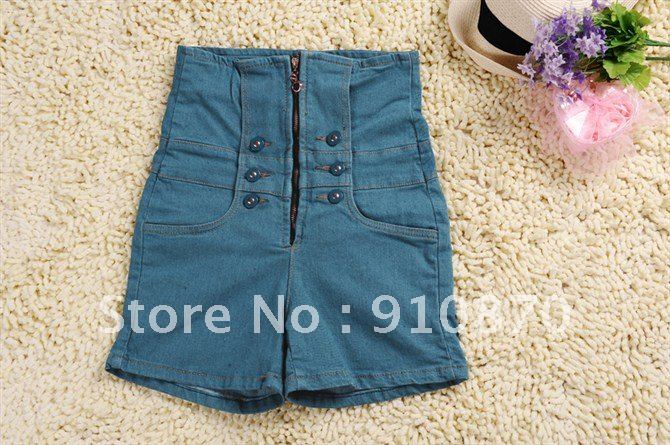 Wholesale Cheap Fashion New Arrive Korean Style Double-Breasted High Waist Slim Jeans Shorts