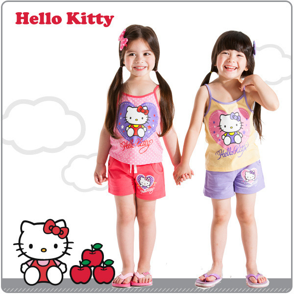 Wholesale Children Cartoon Hello Kitty fashion children Tanks 5 pcs /lot  3 color  girl sun-top Free Shipping