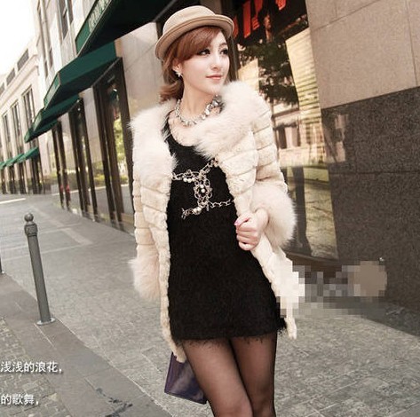 Wholesale clothing Women's fur overcoat 2012 women's faux patchwork stripe plush medium-long outerwear