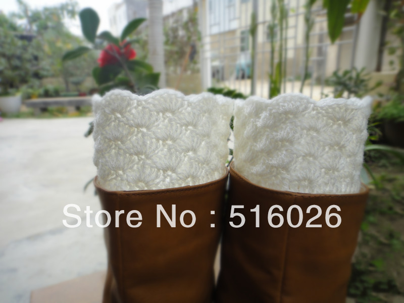 wholesale Crochet Leg warmers Boot Cuffs Boot toppers in white, boot socks, new year sale, 3pair/lot