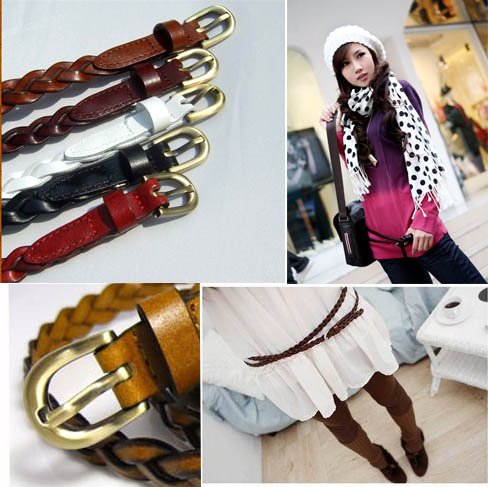 Wholesale, Double loops,woven plaited genuine leather belt