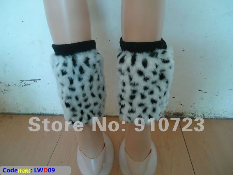 Wholesale - Factory Fashion Women Accessories White Black Leopard Boot Foot Cover Faux Fur Leg Warmers Apparel Fox Free Shipping