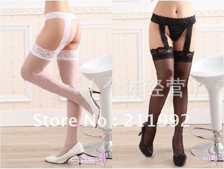 wholesale Fashion black Sexy ladies' silk stockings Lace SEXY GARTER  knee high socks Free shipping hot sale SW006