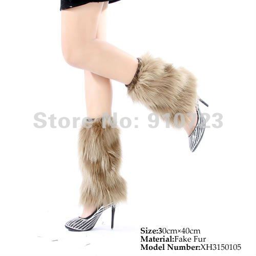 Wholesale - Fashion hot sale high quality Factory faux fur winter warm leapard foot cover Faux Fur Leg Warmers Item no:XH3150105