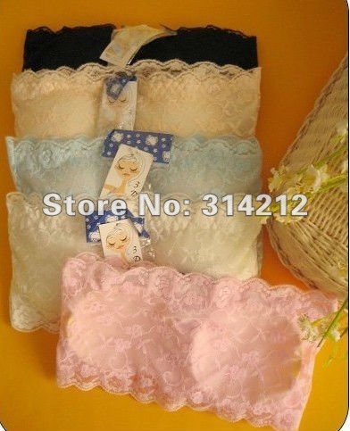 Wholesale fashion lace breast binder,strapless lace bra,popular lace breast binder with 5 colors-a+free shipping