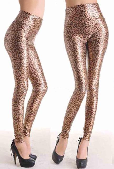 Wholesale,Fashion Leopard Faux Leather Leggings Jeggings Pants #748-1,Womens/Ladies Tight Pants