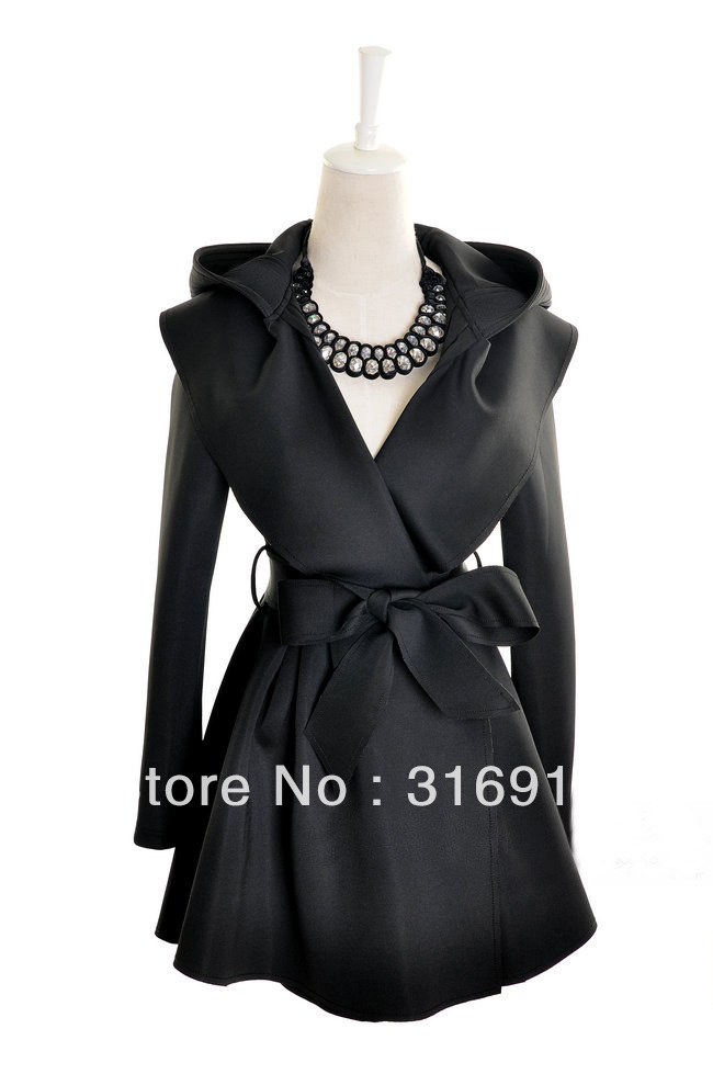 Wholesale FLC13 Womens Fashion hooded longTrench coat Outerware Dress Style Clothes