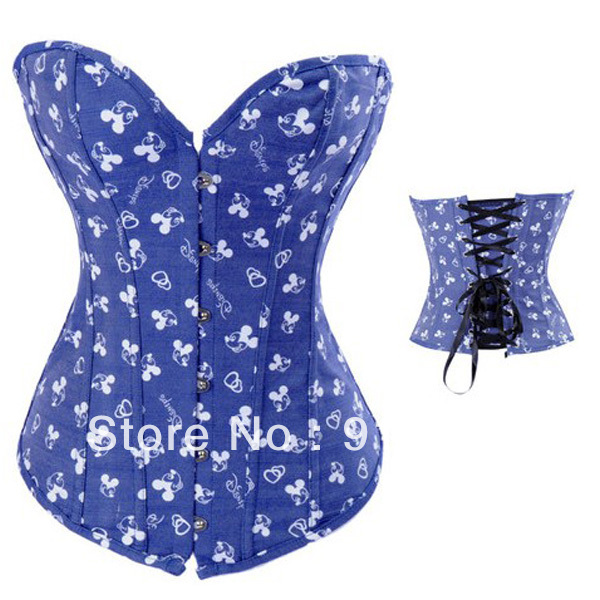 Wholesale Flowers  Lace Up Boned Basque Corset Bustier TOP Halloween Party Costume Freeshipping