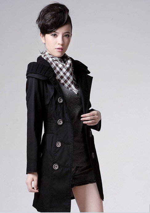 Wholesale free shipping 2011 Autumn Fashion elegant Long coat long-sleeved windbreaker.