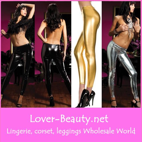 Wholesale Free Shipping  2012 New Fashion Sexy Faux Leather Leggings for Women ( LB13156, Black, Gold, silver)