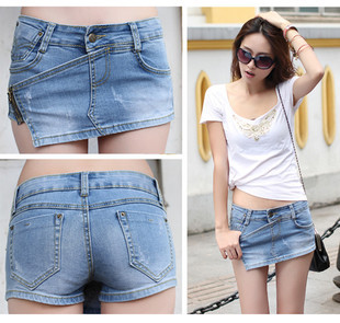 Wholesale Free shipping 2013 women blue summer denim short wahsed destroyed hot Clubwear pants Beach shorts S-XL lady's trousers